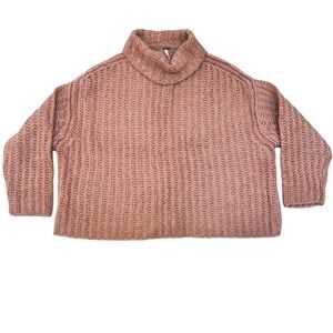Free People Cowl Neck Long Sleeve Warm Brown Sweater-Size XS